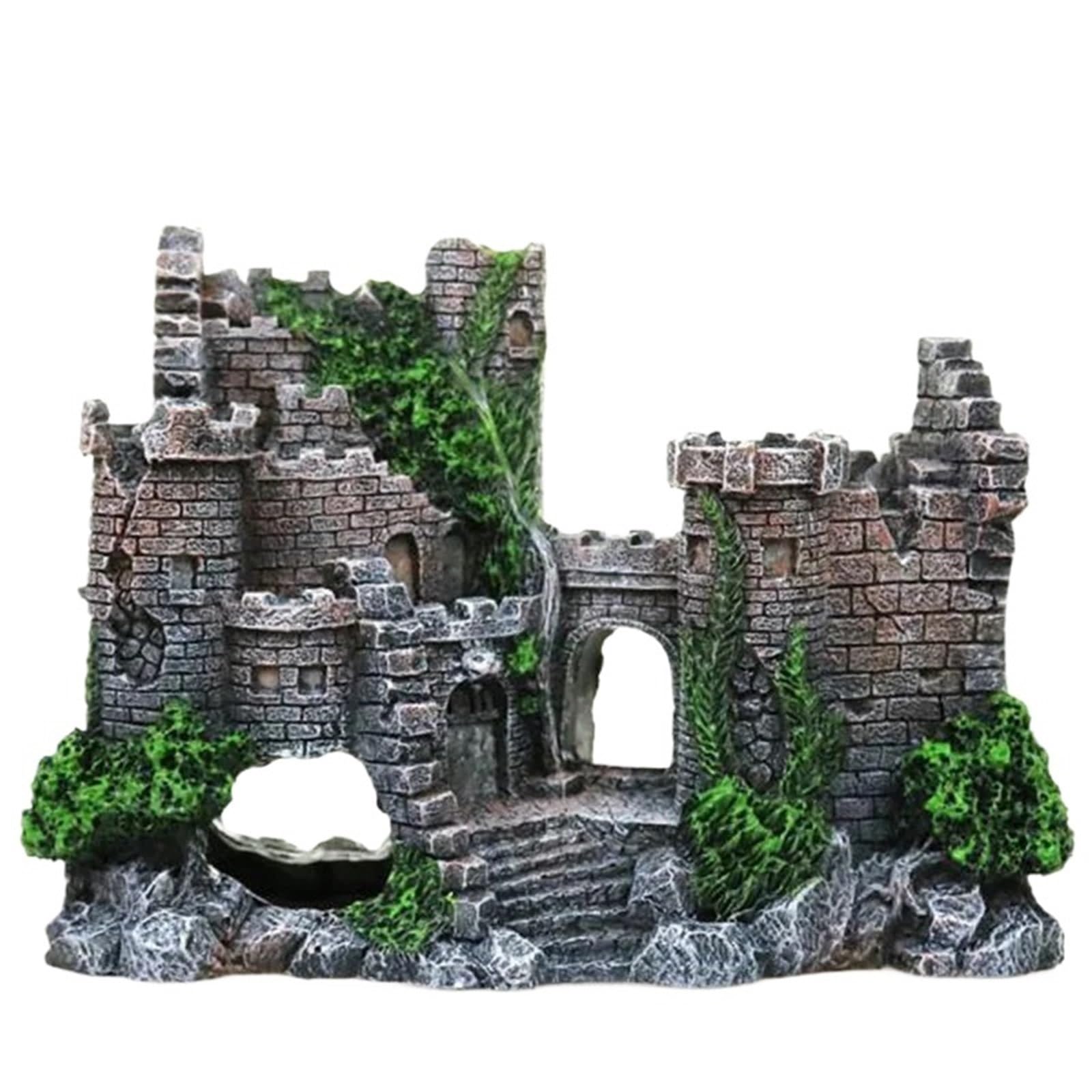 AYWTIUN aquarium ornaments Creative Castle Shape Fish Tank Ornaments Decoration Landscaping Resin Rockery Aquarium Home Craft