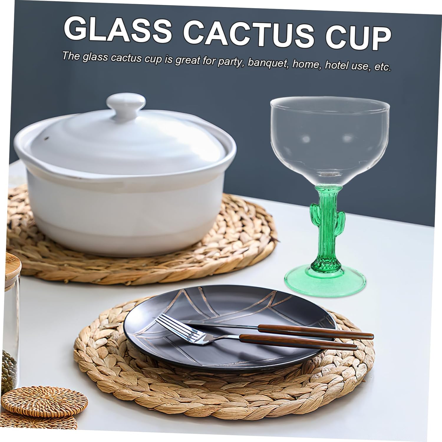 ABOOFAN Lovely Cactus Designed Goblet Margarita Glasses Creative Drinking Cup for Wedding Anniversary Birthday and Housewarming - Image 6
