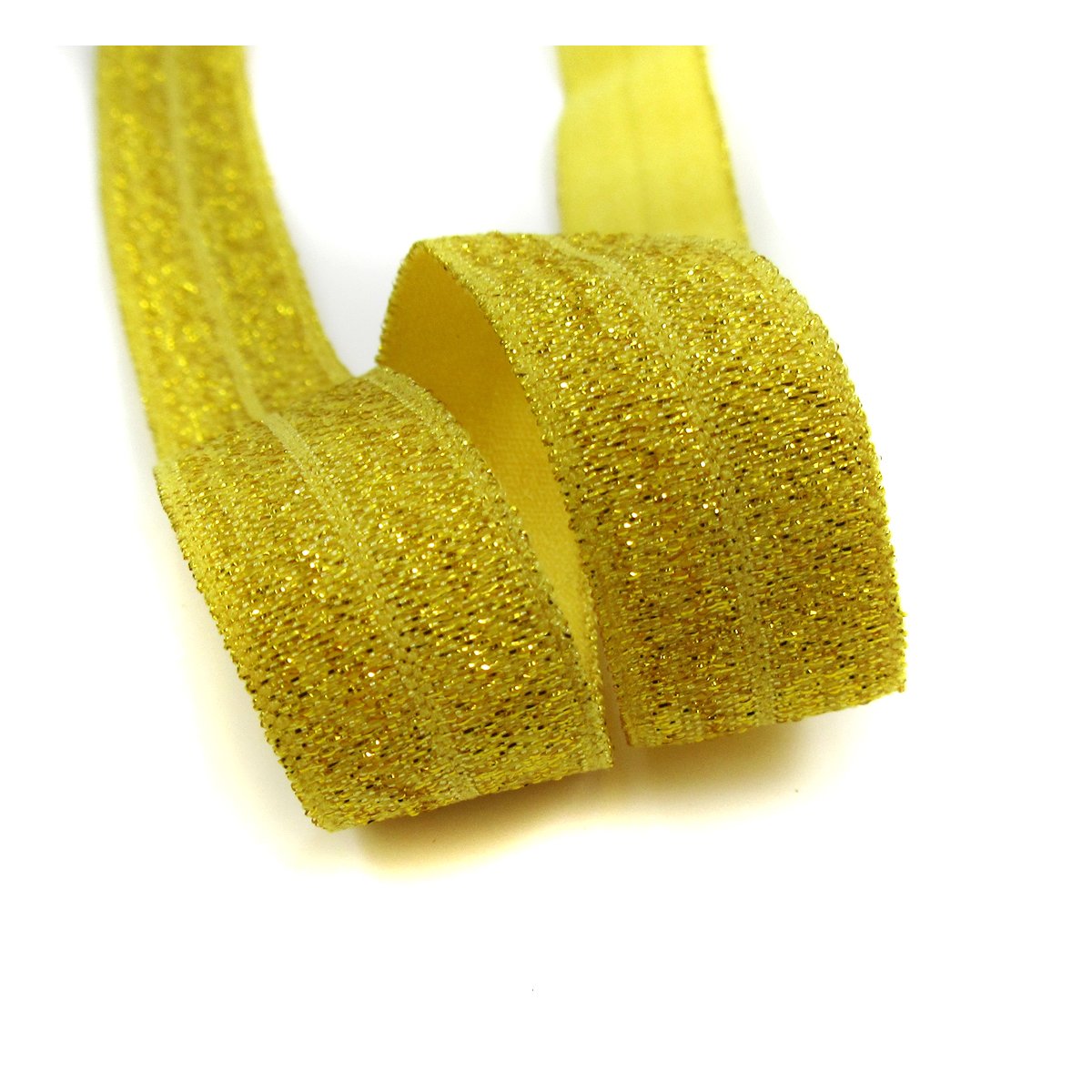 BEADS4CRAFTS 16mm GLITTER FOLD OVER ELASTIC *12 COLOURS* CRAFTS TRIMS DANCE COSTUME SPARKLE (Gold H3919, 10,Metres)