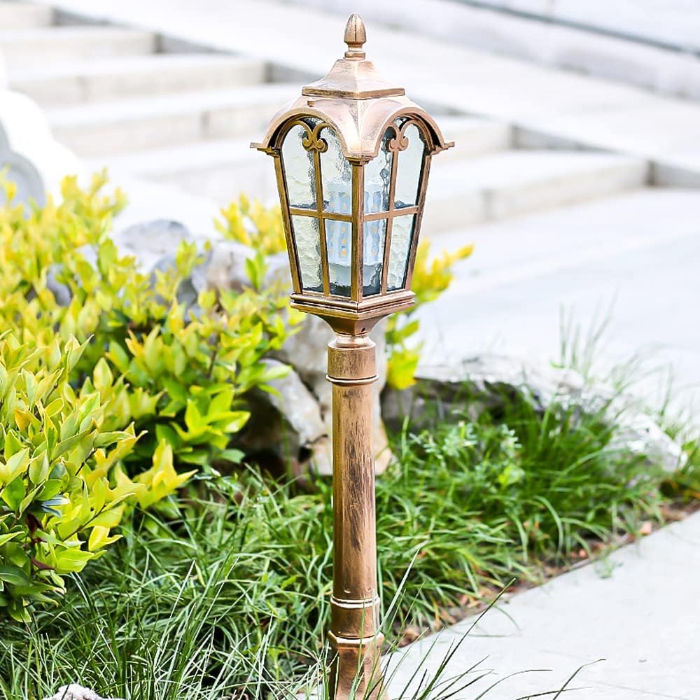 ZR98US Outdoor Courtyard Lawn 1-Light Glass Shade Path Lights Water Waterproof Yard Lamps Exterior Floor Mount Chandelier