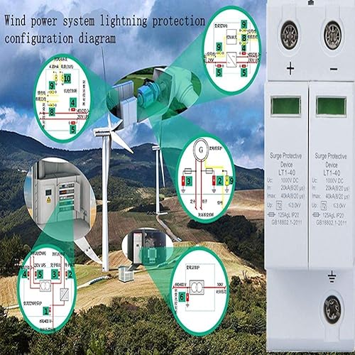 Miniatura 5 de Dc Solar Protector de sobretensiones 2P Dispositivo de protección contra sobretensiones DC Protector de rayos fotovoltaico Pararrayos de bajo