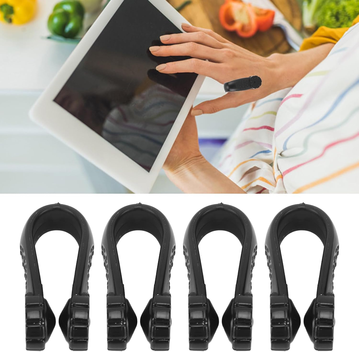 Dioche 4pcs Acupressure Relaxation Clip, Flower Shaped Universal Wearable Hand Tool, Supporting Acupressure Relaxation, Stress Alleviation, Tension Relief (Black), Wholesale Business