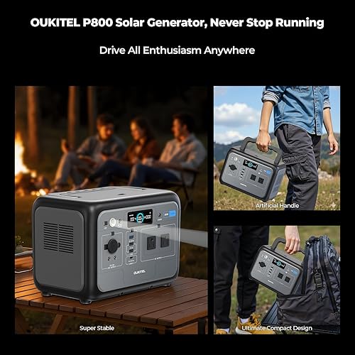 Miniatura 6 de OUKITEL Generador solar de 512 Wh, estación de energía portátil + panel solar de 200 W, LiFePO4 (pico de 1600 W), carga rápida de 500 W, para