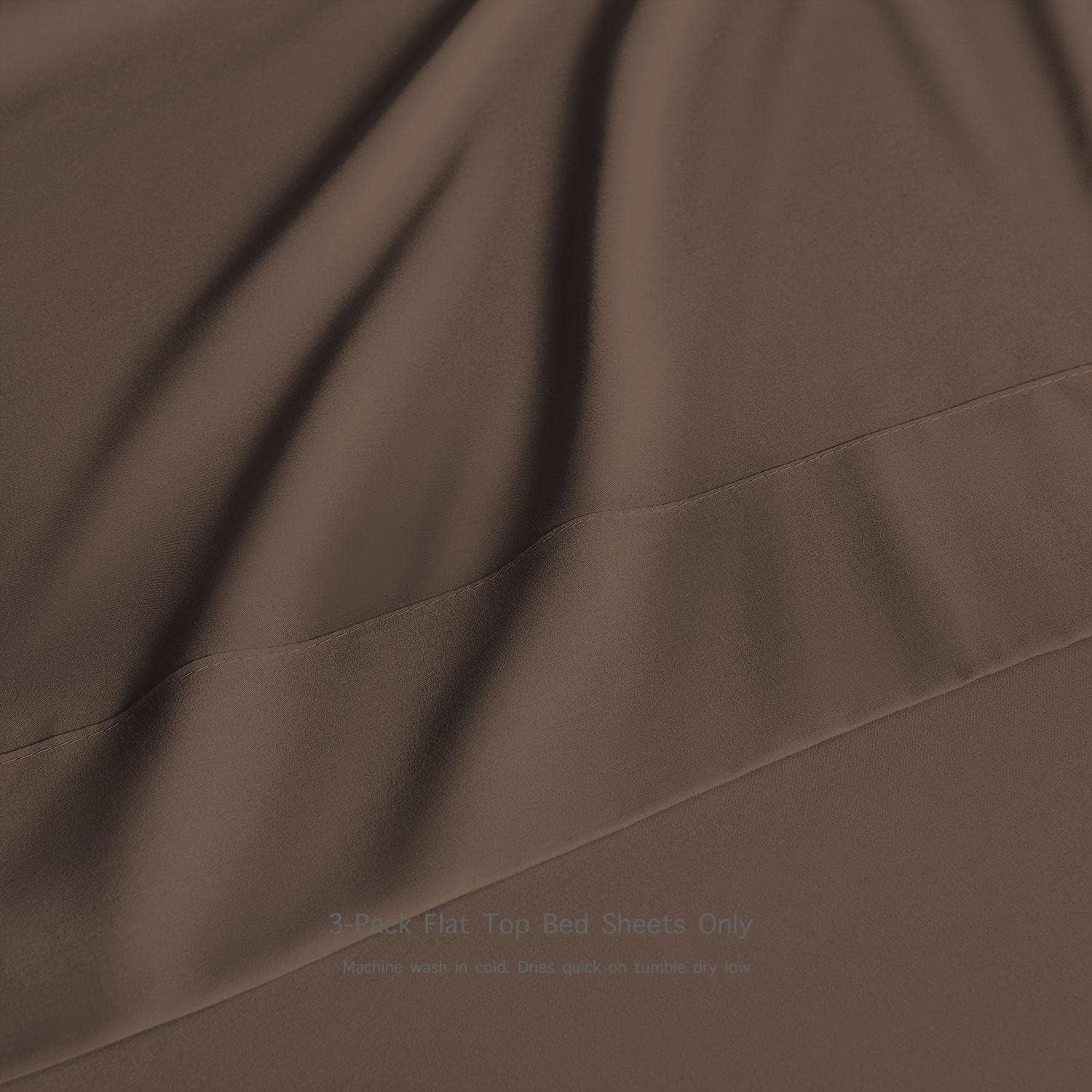 Basic Choice 3-Pack Flat Sheets, Breathable Series Bed Top Sheet, Wrinkle, Fade Resistant, Standard 100 by Oeko-Tex - Queen, Brown : Home & Kitchen