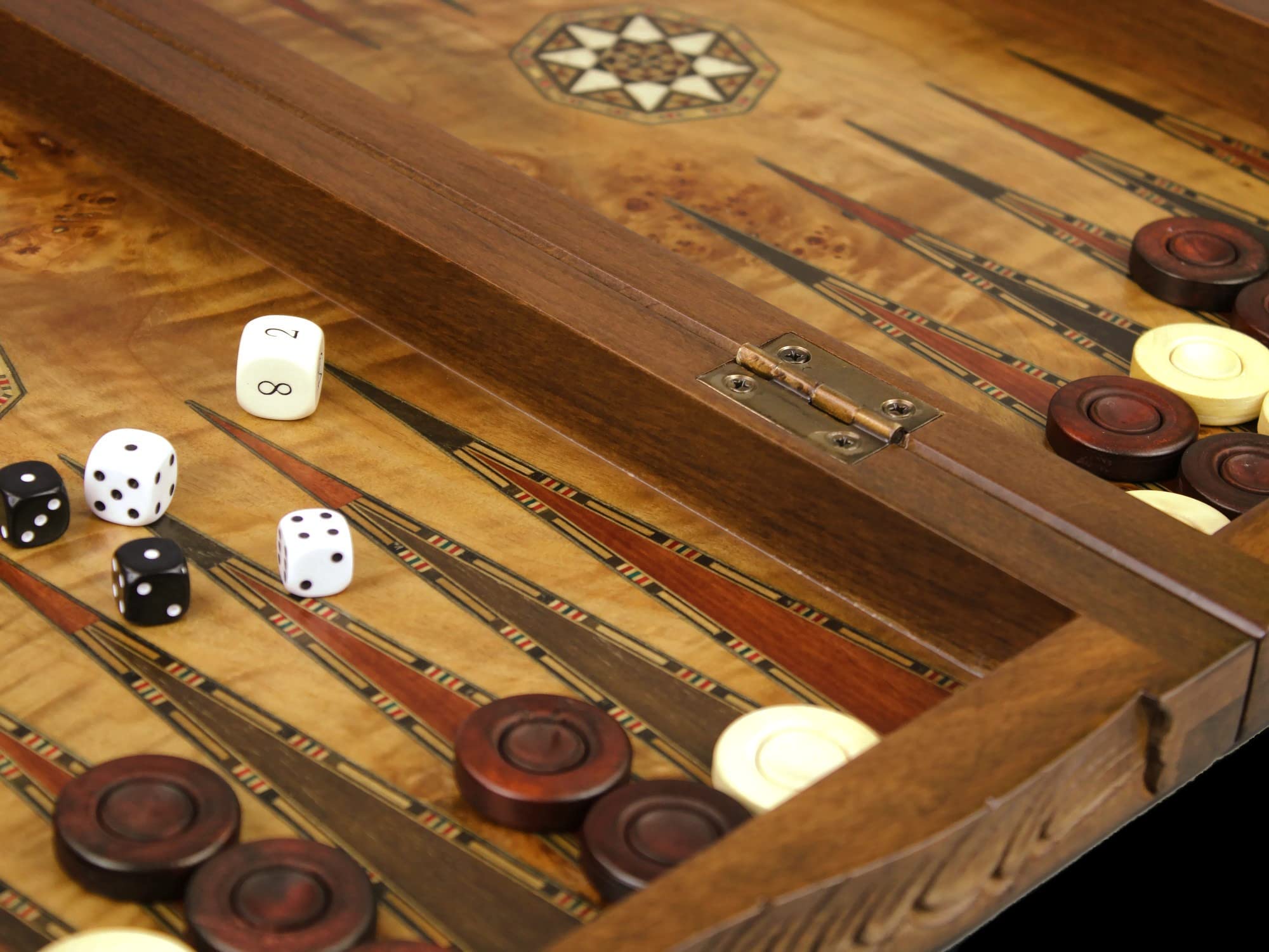 Helena Backgammon - Set intagliato con occhio d'uccello, 50 cm