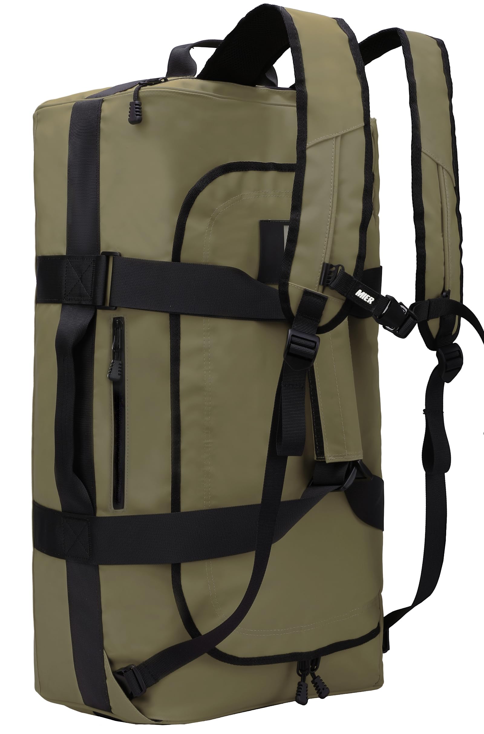 MIER Duffle Bag Backpack Gym Bag Heavy Duty Mens Convertible Water Resistant Sports Duffel Bag with Shoulder Straps for Travel, Overnight, Camping, 60L, Army Green