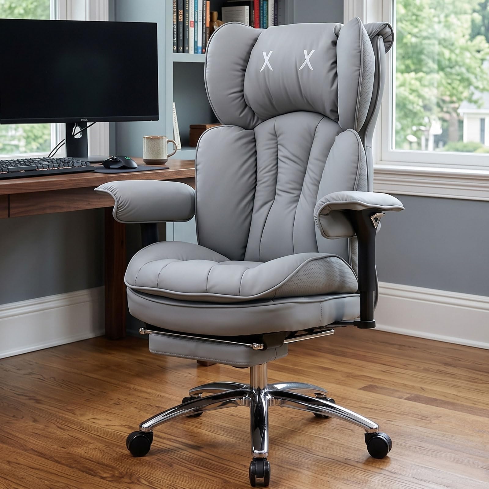 Efomao Big &amp; Tall Desk Chair, Wide Executive Office Chair, Grey