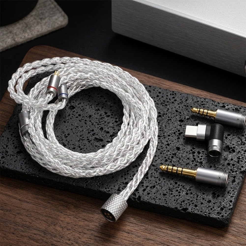 Cavo audio universale 3 in 1 con tipo C 4,4 mm 3,5 mm – Conduttore in rame argento ad alta purezza per musica chiara – Cavo da 1,2 m per cuffie (3 in 1)