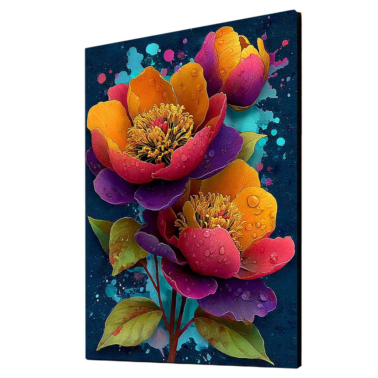 Malowanie po numerach, dla dorosłych, kwiaty, malowanie po numerach, zestawy roślin, hobby dla dorosłych i kobiet, artykuły artystyczne, 80 x 112 cm, sztuka ścienna, przejrzystość kolorów, płótno do