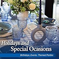 Vista 9 de Juego de cristalería azul de Yungala de 6 vasos pequeños aptos para lavaplatos, vasos de vidrio azul, vasos altos y de vino a juego disponibles