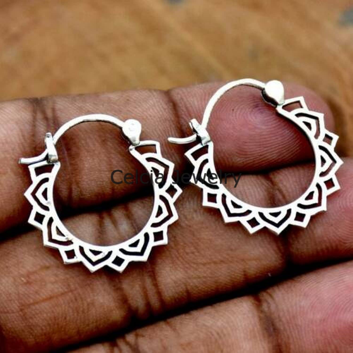 Pendientes de filigrana de plata de ley maciza, regalos de boda, regalos de compromiso, regalos de cumpleaños, regalos de aniversario, pendientes de aro para mujer