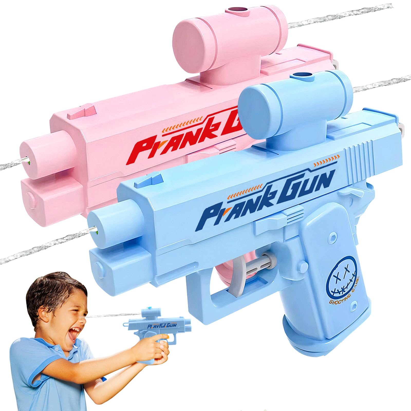 2PCS Prank Water Gun, Two-Way Water Pistols, Spray from Front and Back, Fun Office & School Prank Gun, Party & Reunion Game Water Prank Gun, Pranks Toys for Adults & Children