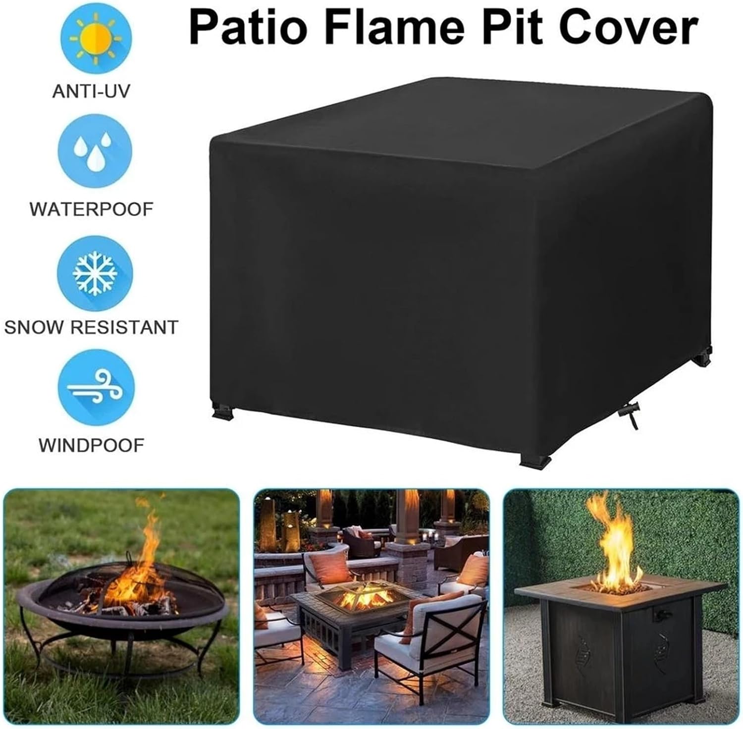 Sturdy 2pcs 210D Outdoor Square Patio Fire Pit/Outdoor Propane Pit Table Cover Waterproof Furniture Sofa and Chair(Silver,40x40x40cm)