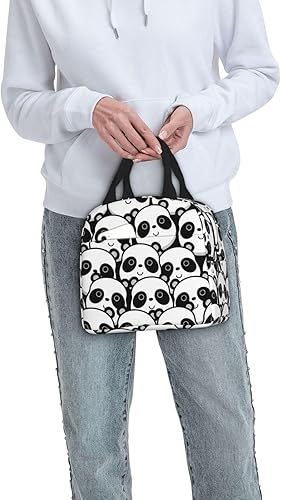 Miniatura 9 de Bolsas de almuerzo aisladas, bolsa de almuerzo a la moda, reutilizable, bolsa de almuerzo gourmet adecuada para viajes, picnic, oficina (lindo panda