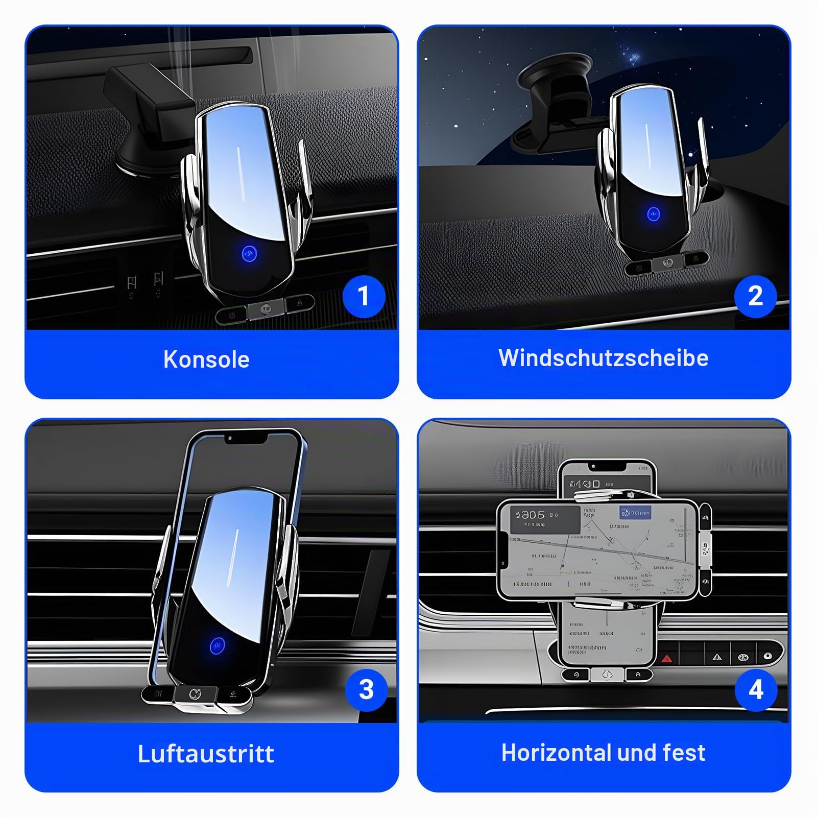 15w Handyhalterung Auto mit Ladefunktion,Kfz Ladegerät Induktive,Autohalterung Lüftung,Automatische Klemmung Handyhalterung Auto Induktives Laden für iPhone Samsung Huawei Lg Usw,Schwarz