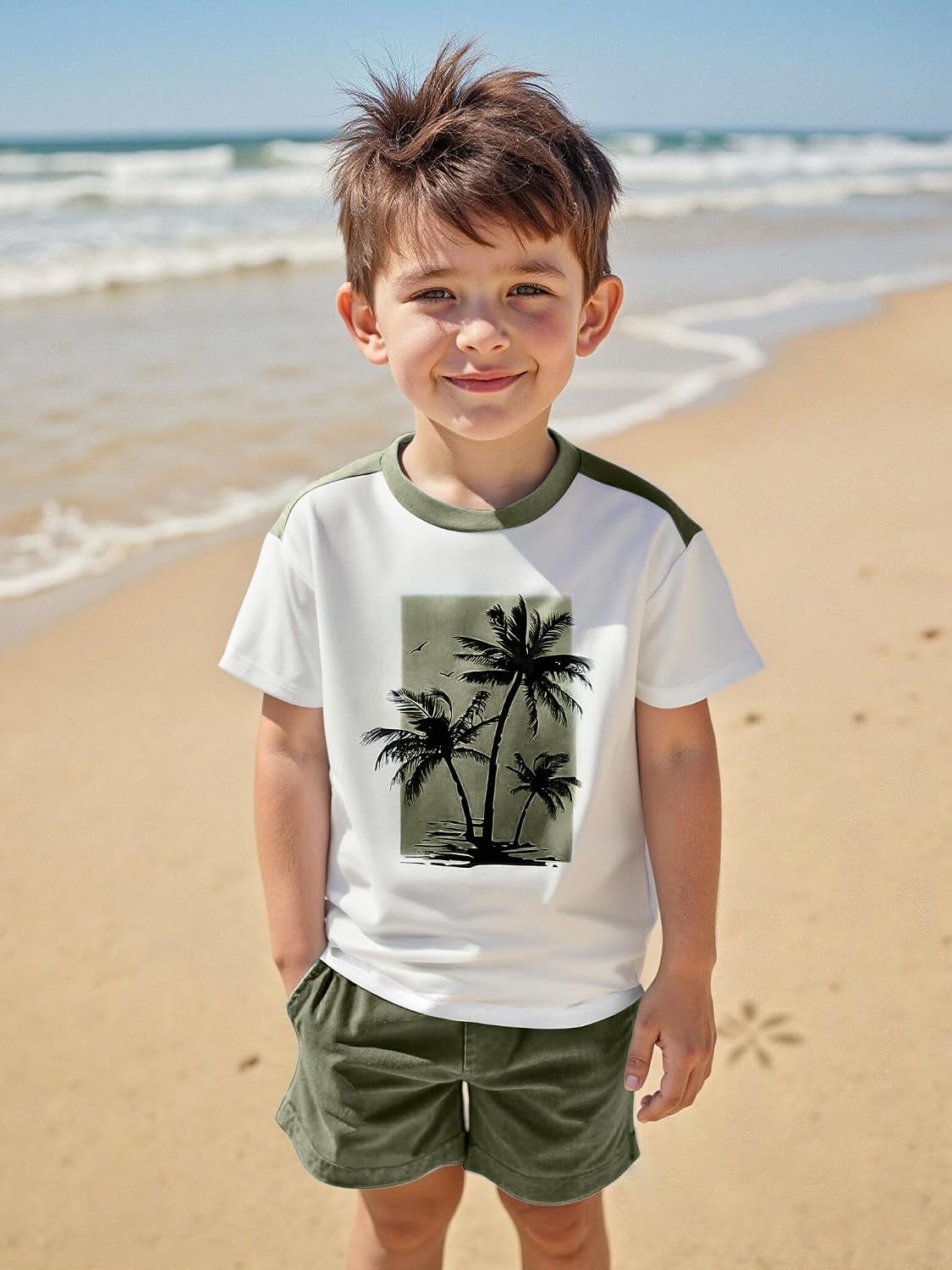 GERU Oversize Boys Summer Sets Short Sleeve Top+Shorts (order a size down)