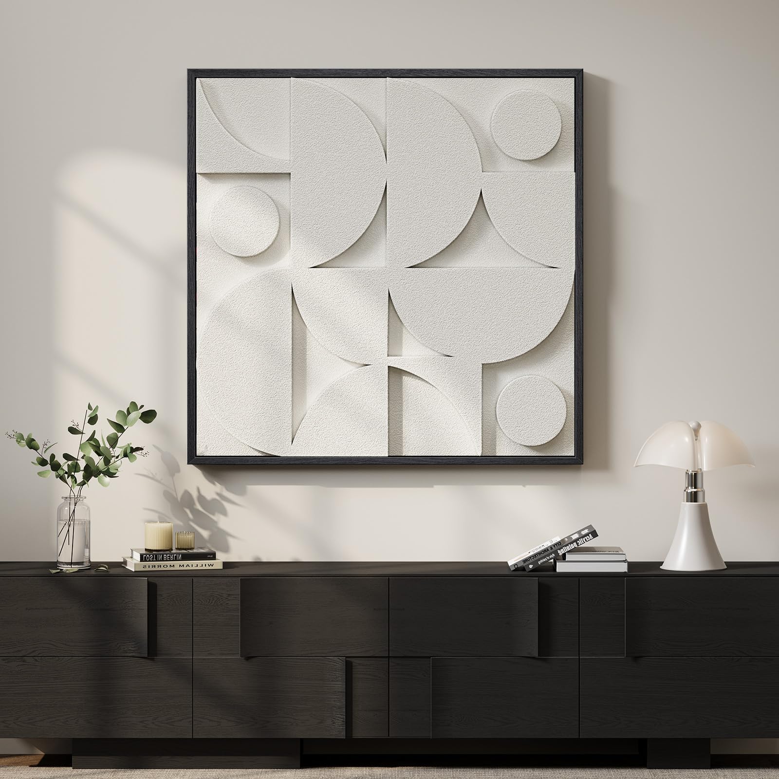 Large 3D Textured Framed Abstract Wall Art for Living Room, 3 Piece Modern Paintings Artwork for Walls, Black White Brown Geometric Sandstone Texture Pictures for Hallway Office Home Decor 24x36 In — view 17