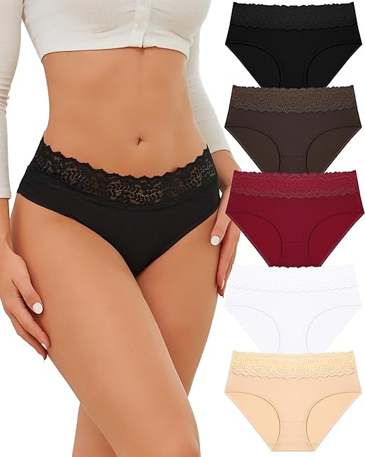 Bobelle Onderbroeken voor dames, pak van 5 stuks, katoen, ademend ondergoed, comfortabele slips, zacht, stretch (S-XXL), XL