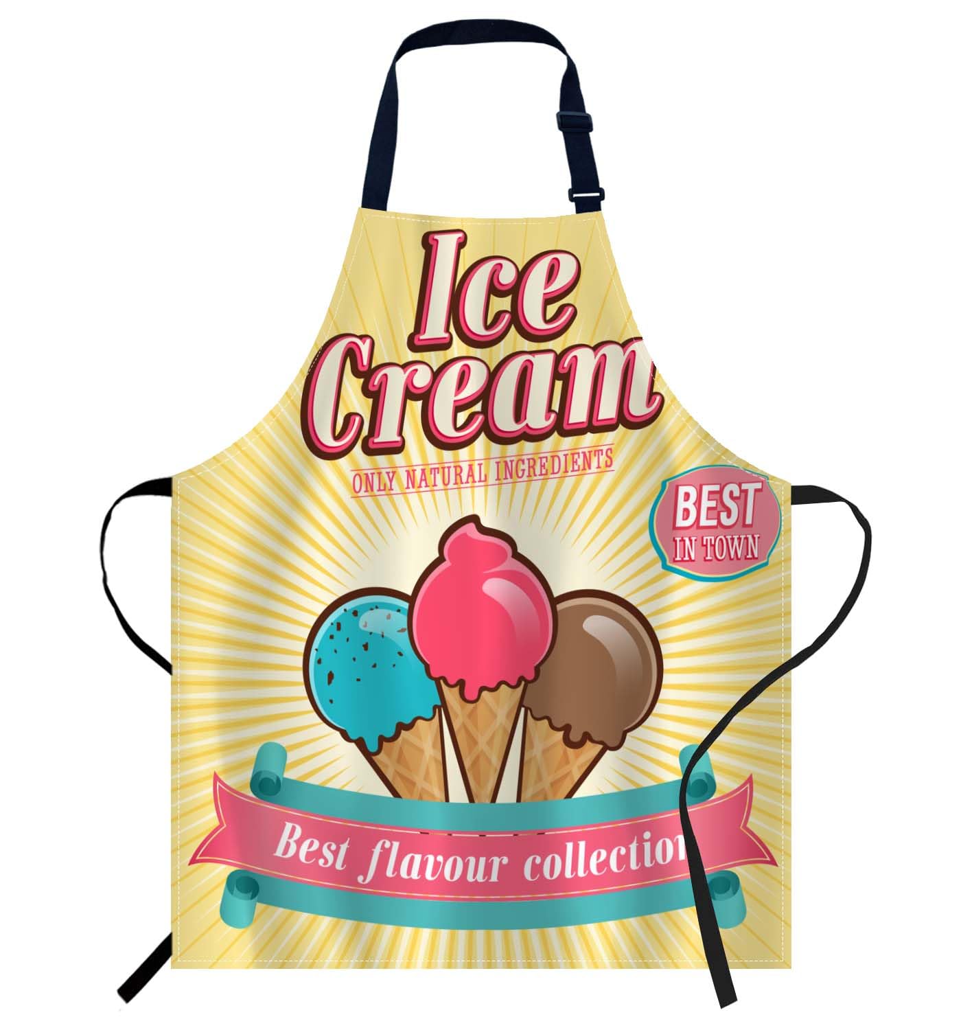 Smooffly Vintage Ice Cream Apron Chefs Apron, Cooking and Baking Apron for Men and Women Kitchen Aprons, Butchers Apron
