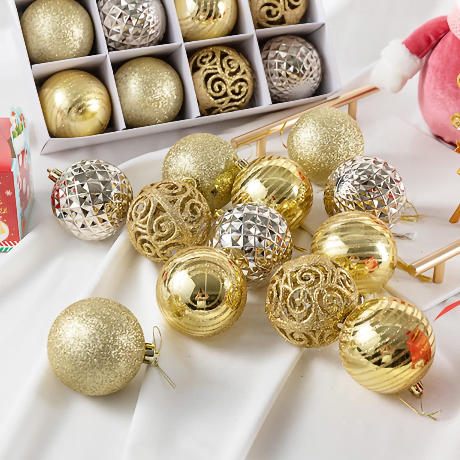 Palline di Natale 12pcs Palle di Natale Ornamenti Shatterproof Decorazioni Natalizie Appeso Palla d'attaccatura for Vacanze Decorazione for Feste Nozze, 60mm / 2.36" Decorazioni(B)