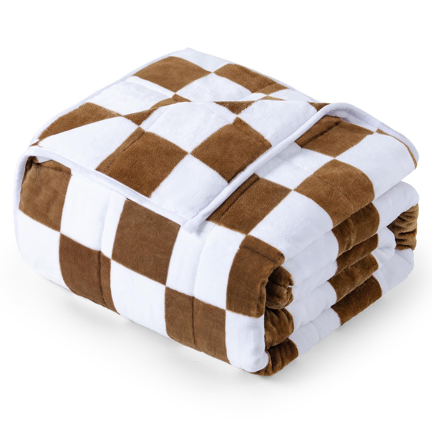 Kaisa Coperta ponderata per adulti 6,8 kg, coperta ponderata in flanella a scacchi su entrambi i lati, 6,8 kg, comoda e morbida coperta pesante per alleviare lo stress e promuovere il sonno profondo,