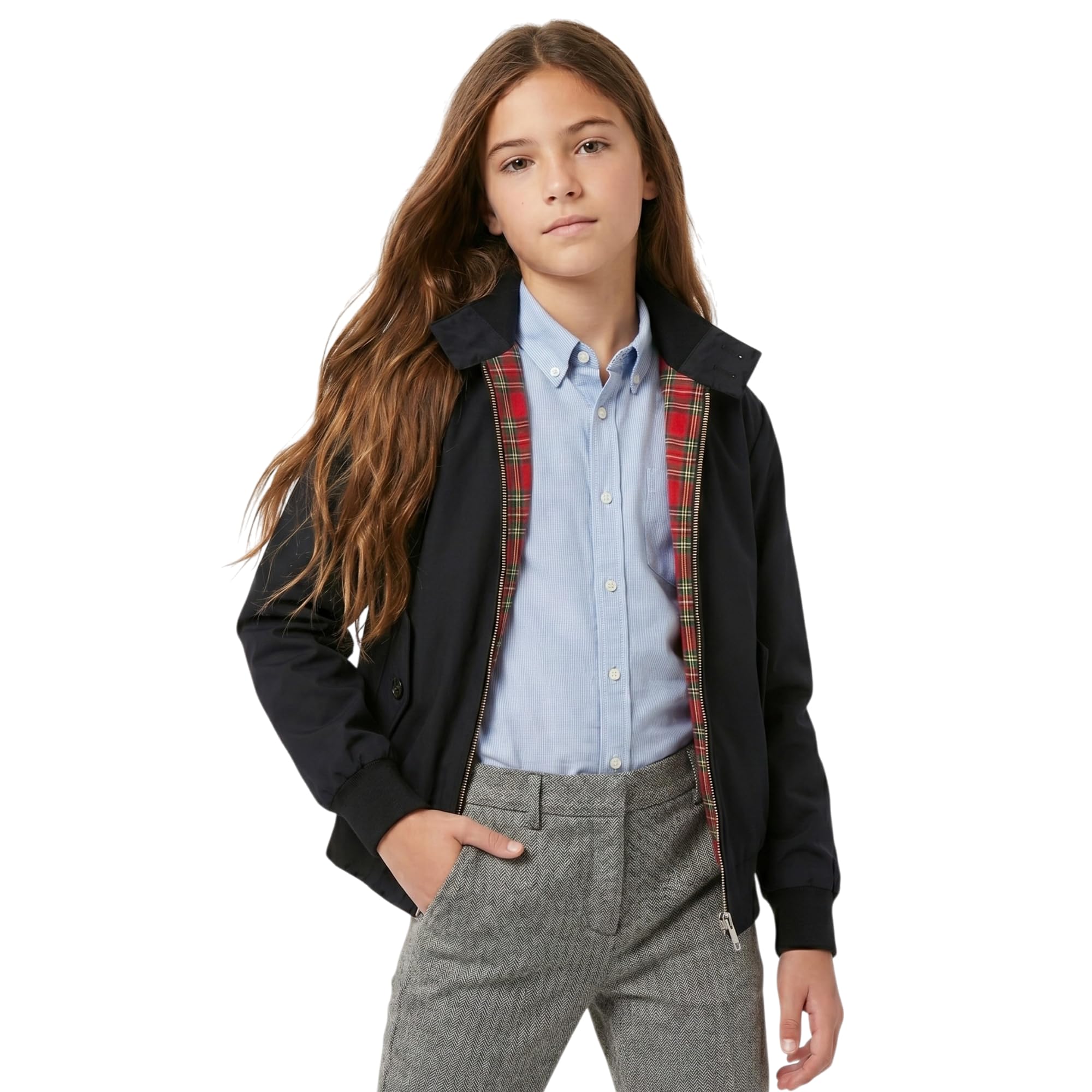 G5 Apparel Boy 's Classic Harrington Bomber Jacke – Tartan Futter für Kinder