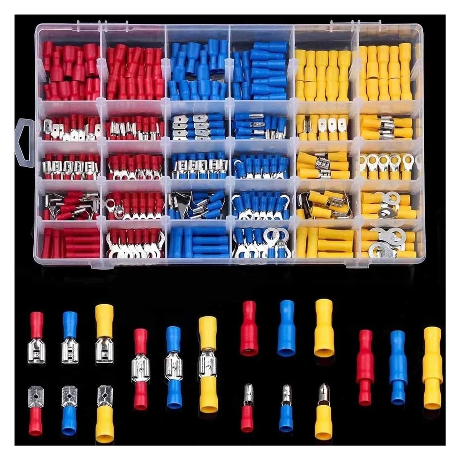 Kit de conectores de cables, terminales macho hembra aislados, engarzado, pala surtida(300PCS)