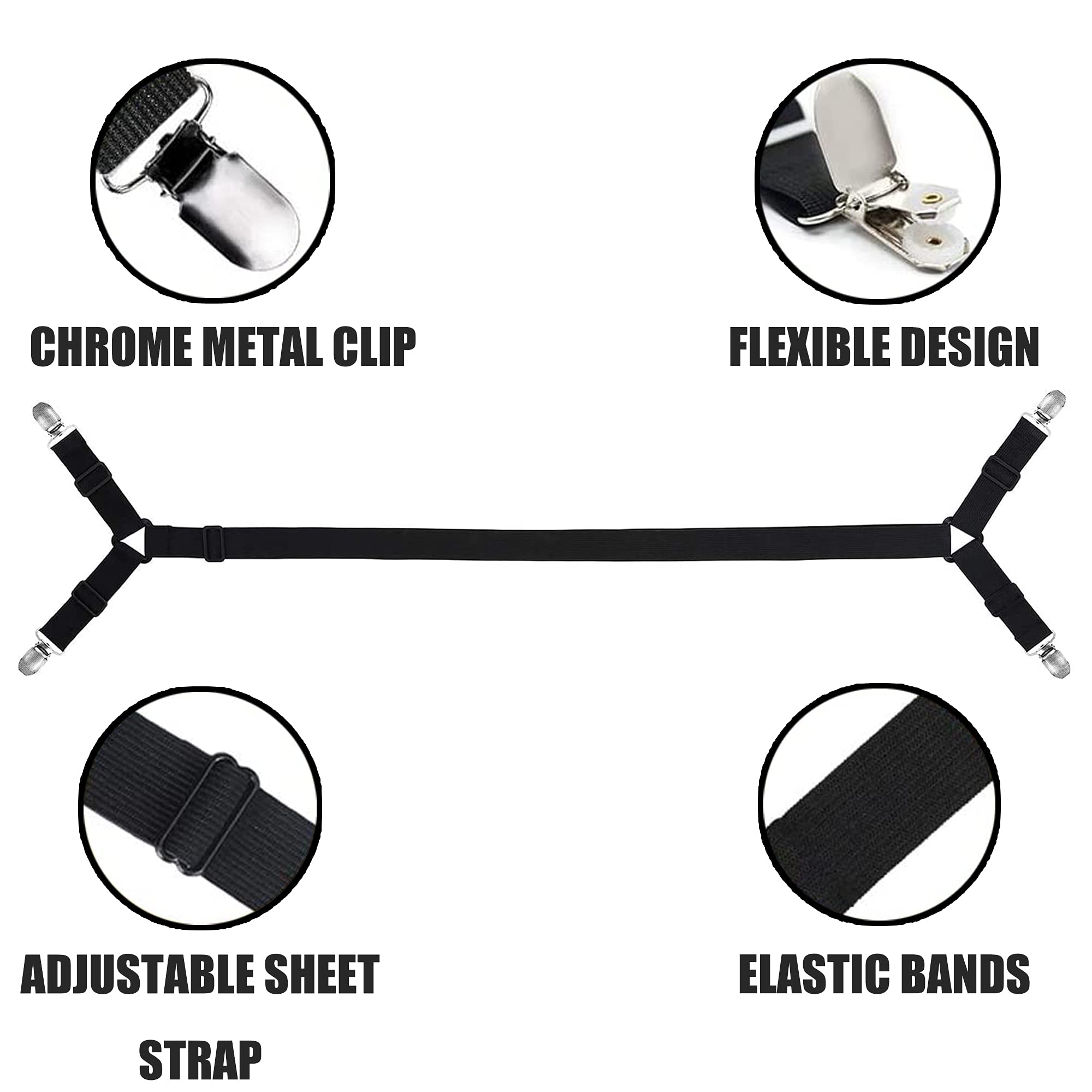 Upgrade Design Bettlakenspanner 8 Stück – Elastische Clips Für Ecken, Hält Laken Fest Auf Matratze