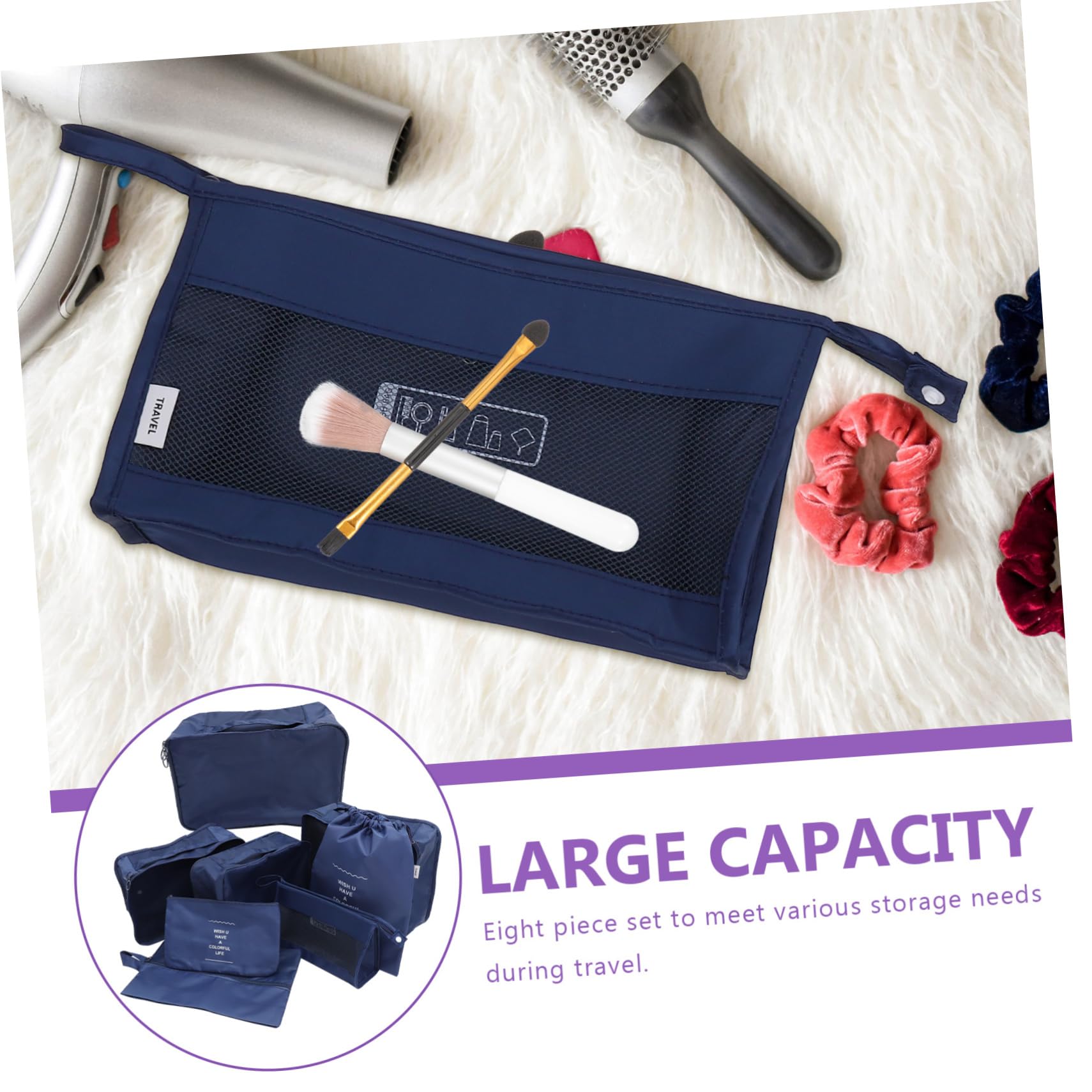 Cubi Organizer da Viaggio in Poliestere Blu, per Valigia e Zaino, Resistenti, Facili da Aprire e Chiudere, per Vacanze ed Escursioni | Dimensioni Diverse, per Abiti e Cosmetici, Resistente All'usura, Adatto a Business Travel e Hiking