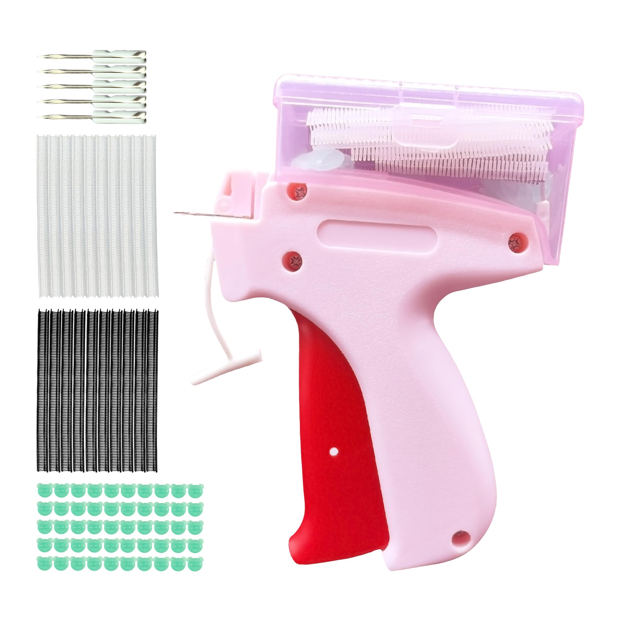 Clothing Tagging Gun Kit,Portable Quick Fix Tool for Wool, Cotton, Denim,Includes 6 Needles, 2000 Fasteners, 50 Buttons