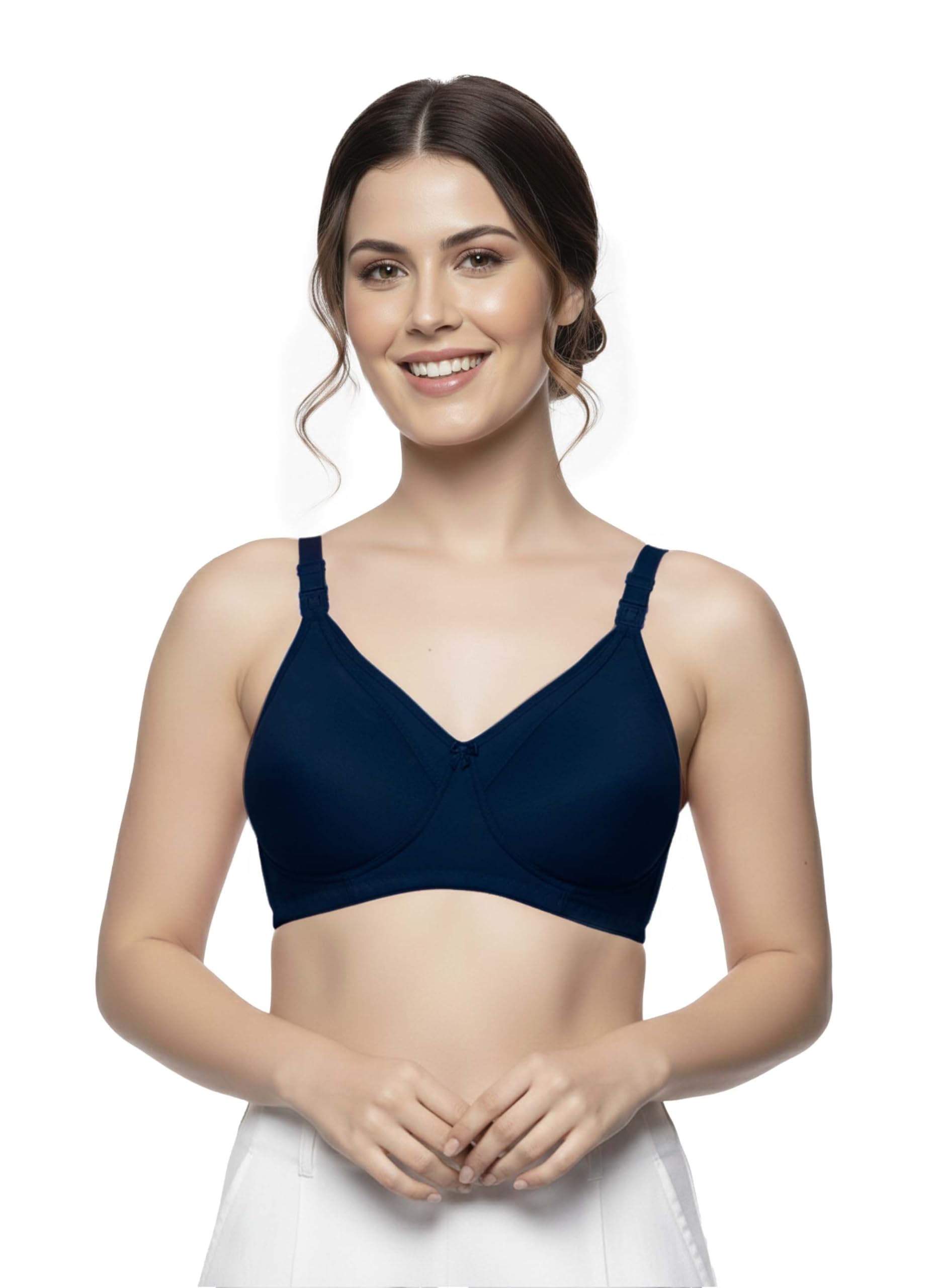 Maternity Bra for Women, Seamless Nursing Bra with Detachable Feeding Clips, Soft Breathable Stretch Fabric, Wirefree Full Support Bra for Lactating Mothers, Dark Blue-image-43