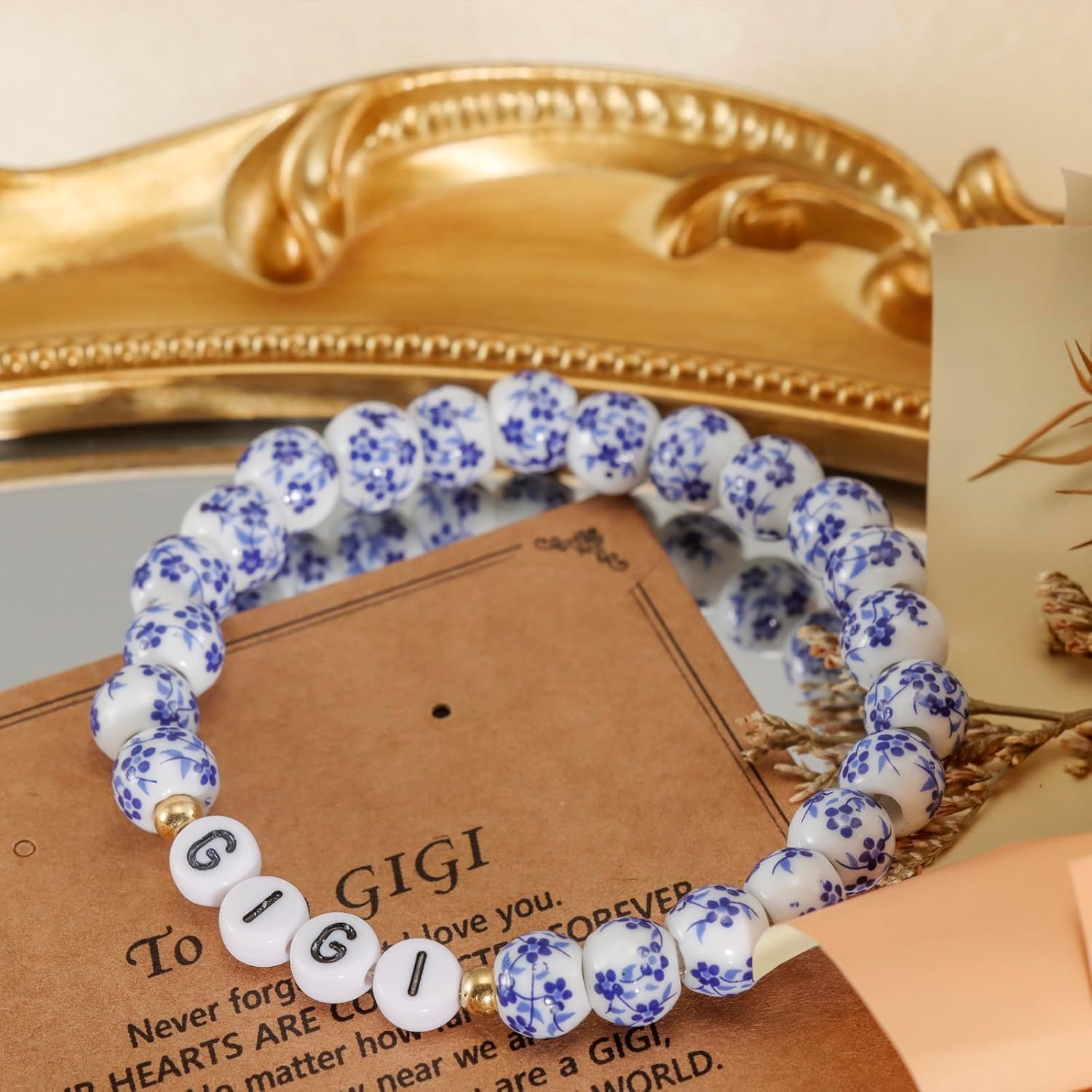 Kivosliviz Gigi Gifts from Grandson Granddaughter Grandkids Mothers Day Women Gigi Bead Bracelet - Image 5