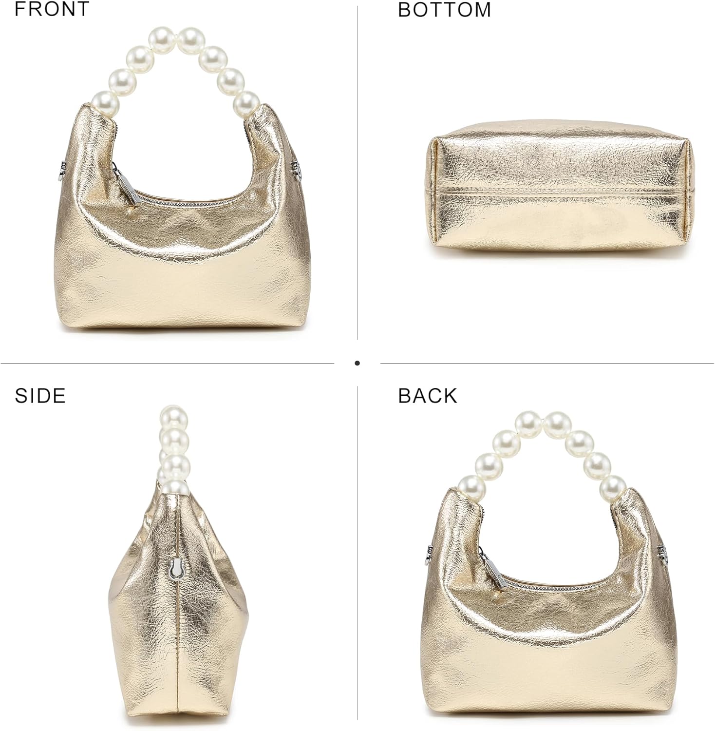 Pearl Handle Evening Clutch Purse for Women - Stylish Small Top Handle Handbags with Detachable Chain Strap for Wedding Party | Stylish, Small, Top Handle, for Wedding Party - Image 6