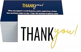 RXBC2011 Classic Navy Blue and white Thank You Cards with Heartfelt Appreciation Message 2x3.5 Inches Pack of 100
