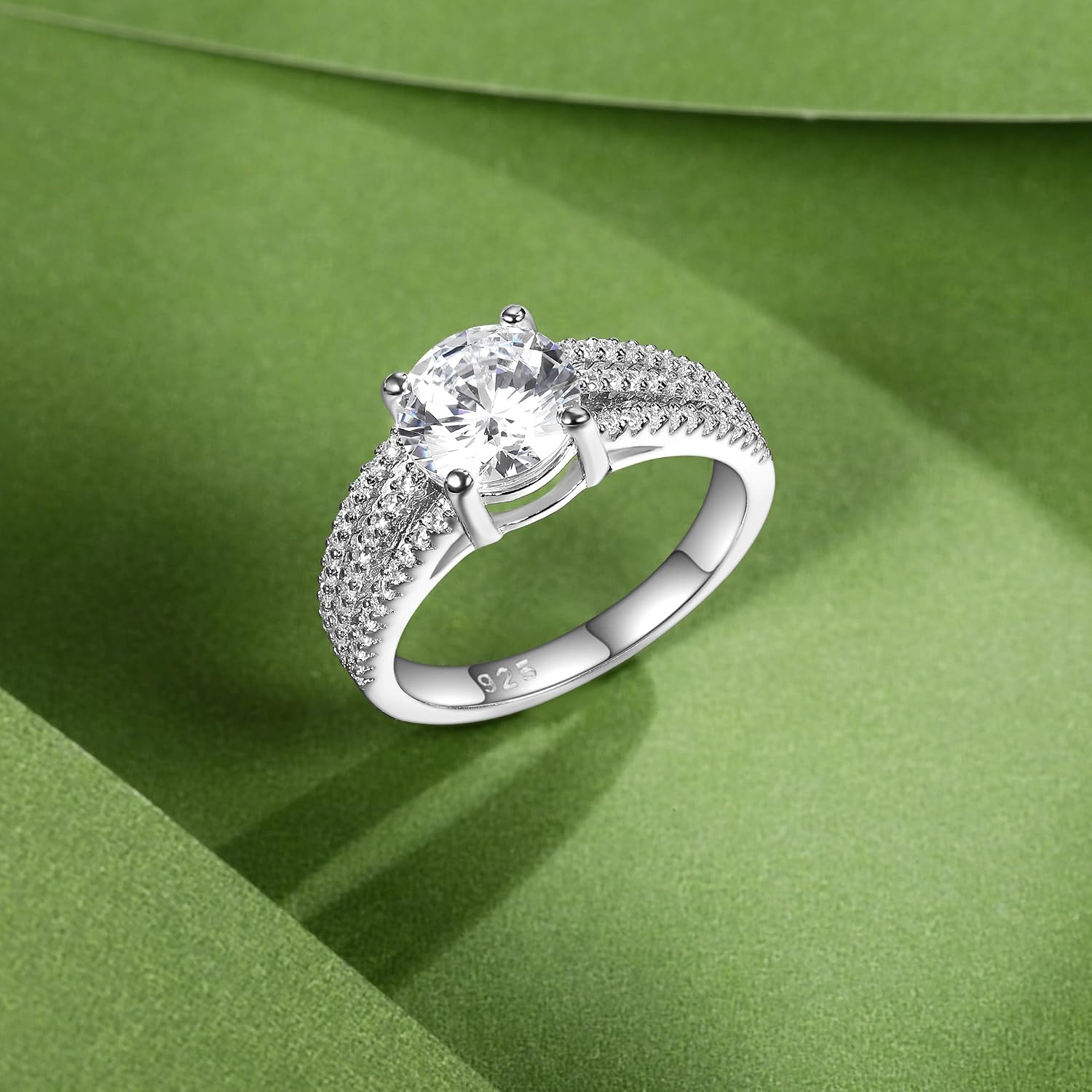 TIKJE 2 Carats Engagement Rings 925 Sterling Silver Artificial Diamond Wedding Band Silver Bridal Promise Ring for Women Size 7-9