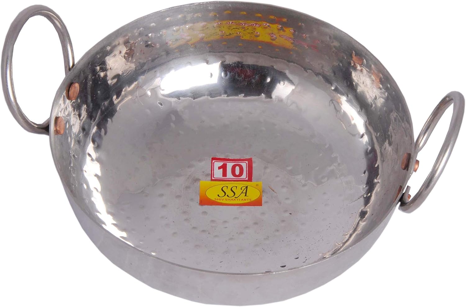 Shiv Shakti Arts® Multi Utility - Heavy Gauge - Stainless Steel Kadhai with Riveted Handle for Serving & Cooking Food in Home, Hotles & Resturants(No.1 | 1500 ml - Hammer Design)