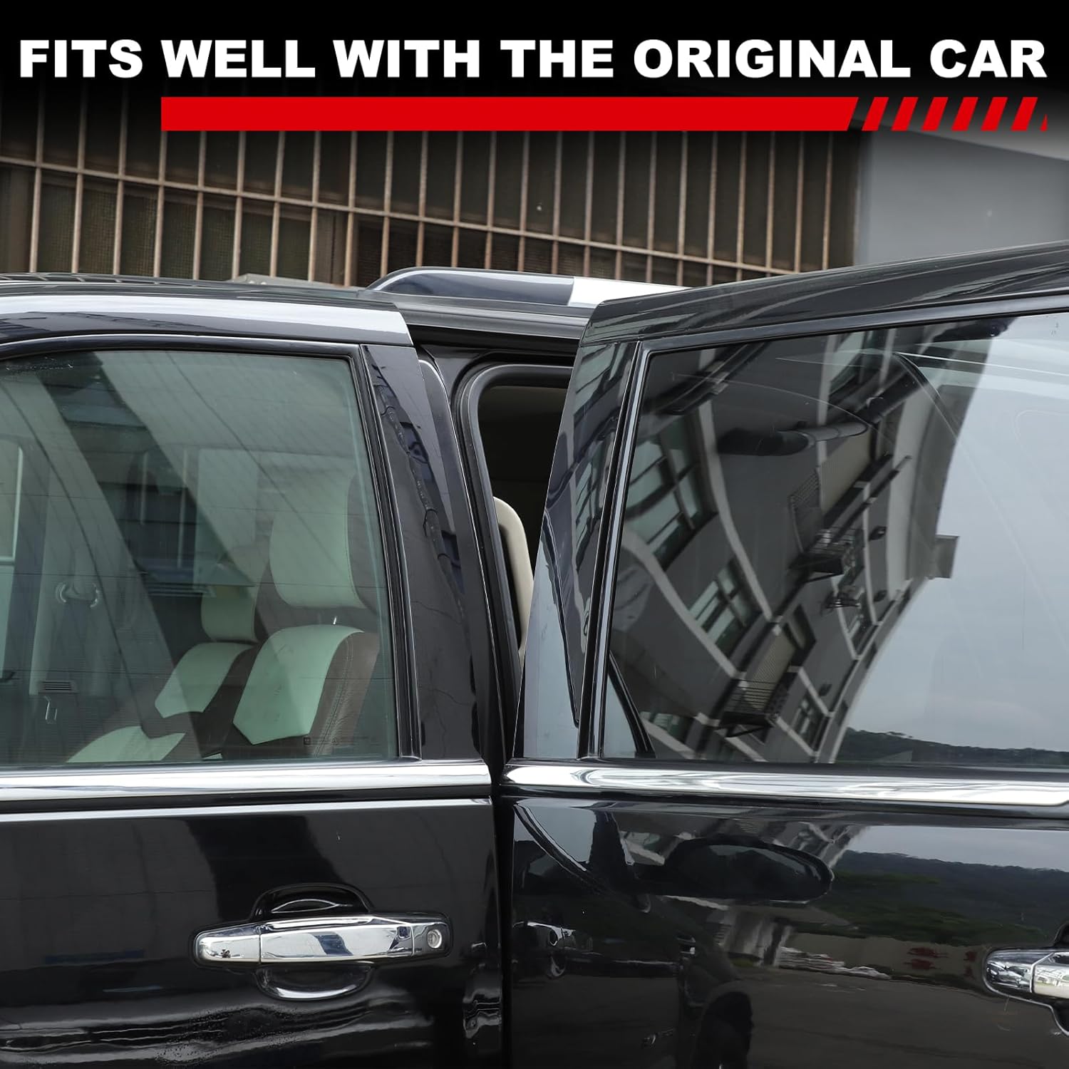 Center Pillar Trim Panel Compatible with Cadillac Escalade 2007-2014 Accessories, 4pcs Pillar Posts Door Window Cover Trim Accessories (PC Material)
