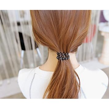 Hair Ties 20-Pack Black Telephone Cord Wire Hair Bands No Damage Elastics Hair Ring Ponytail Holders for girls and woman