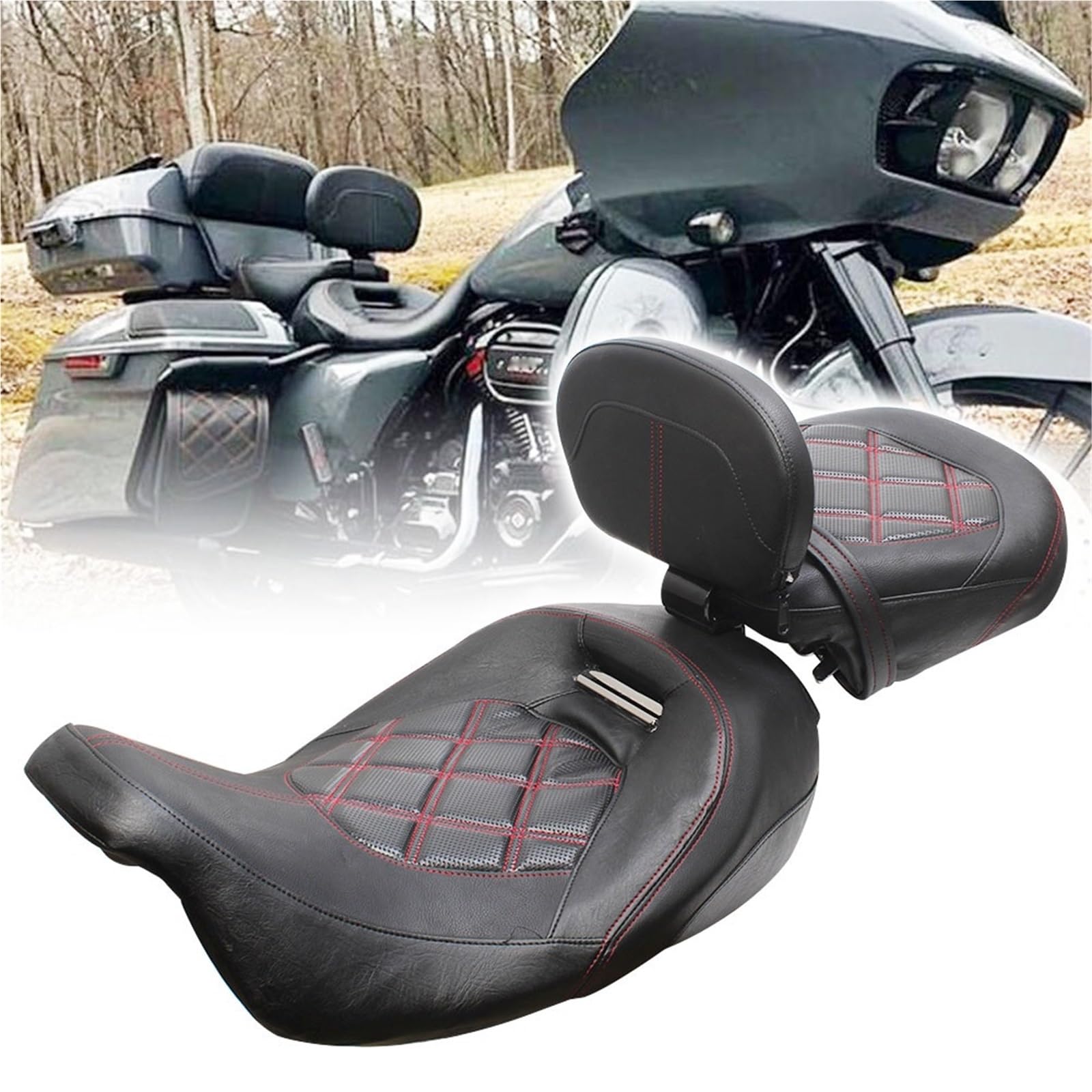 Poduszka Kufer Motocyklowy Zestaw siedzeń kierowcy i pasażera motocykla pasujący do Harley Touring Road King Glide CVO 2009-2023