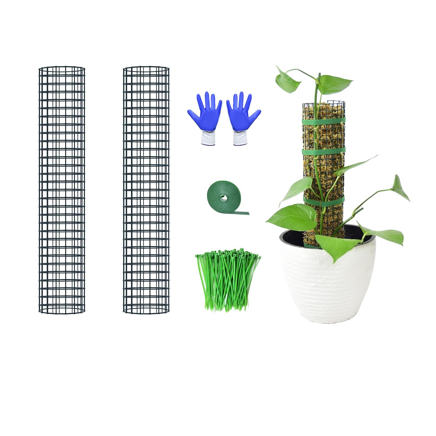 2 Pack Metal Moss Pole,15" Moss Poles for Plants Monstera, Stackable Sphagnum Moss Pole for Plants,Plant Poles for Climbing Plants Work with Sphagnum Moss(2 Pack 15")