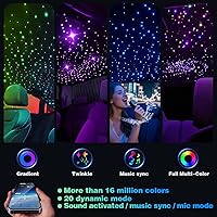 Vista 4 de Twinkle Starlight Headliner Light,32W 1000pcs 13.1ft LED Star - Kit de luz de fibra óptica para techo con aplicación/control remoto