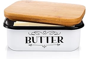 Yesland Butter Dish with Lid - Keeps Butter Fresh! (White and Brown)