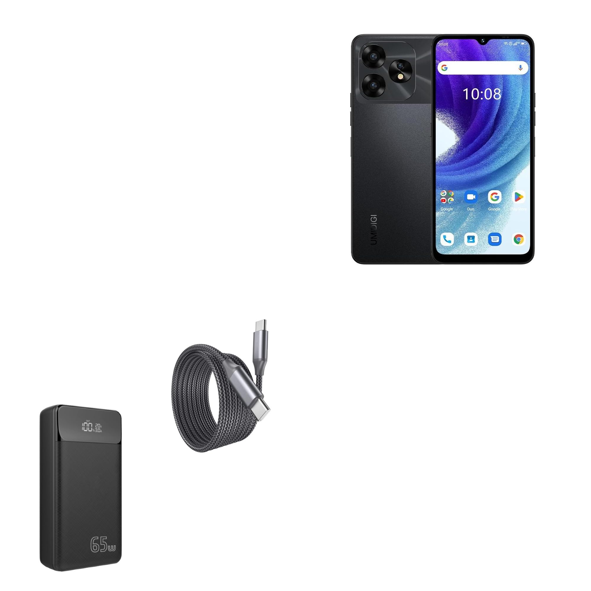 BoxWave Power Bank Compatible with Umidigi A15T - PD Rejuva Power Pack Bundle 65W 30000mAh Power Delivery Power