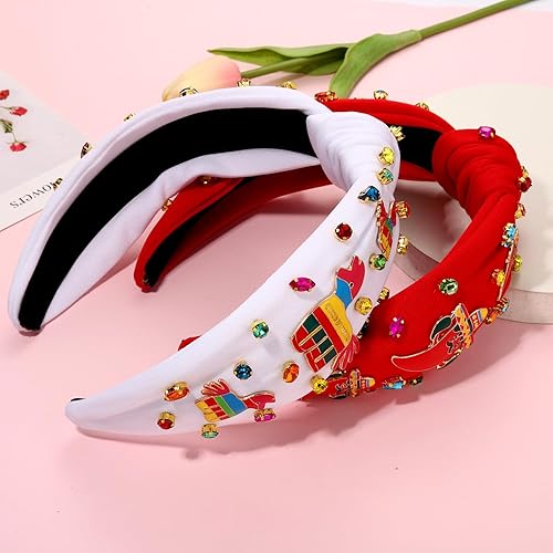 Miniatura 5 de Diadema mexicana para mujer, 2 diademas de Cinco de Mayo con dijes de chile y pimienta, accesorios de diadema de fiesta, diadema anudada, diadema