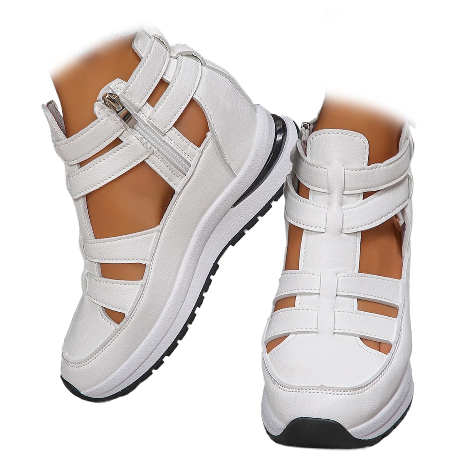 Sandalias para mujer, transpirables, sandalias de tacón para mujer, sandalias de punta cerrada, sandalias romanas de gladiador de verano