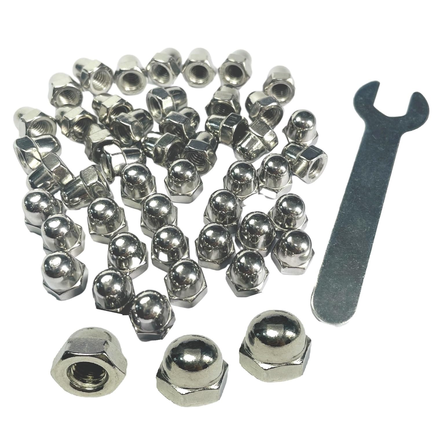 Stainless Steel Acorn Nuts - 50 Pack with Wrench -19