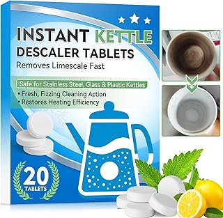Kettle Descaler Tablet, 20 Pack Kettle Cleaner Removes Hard Water Buildup, Efficient Citric Acid for Cleaning, Limescale Remover Tablet For Kettles, Coffee Machines, Shower Heads (20)