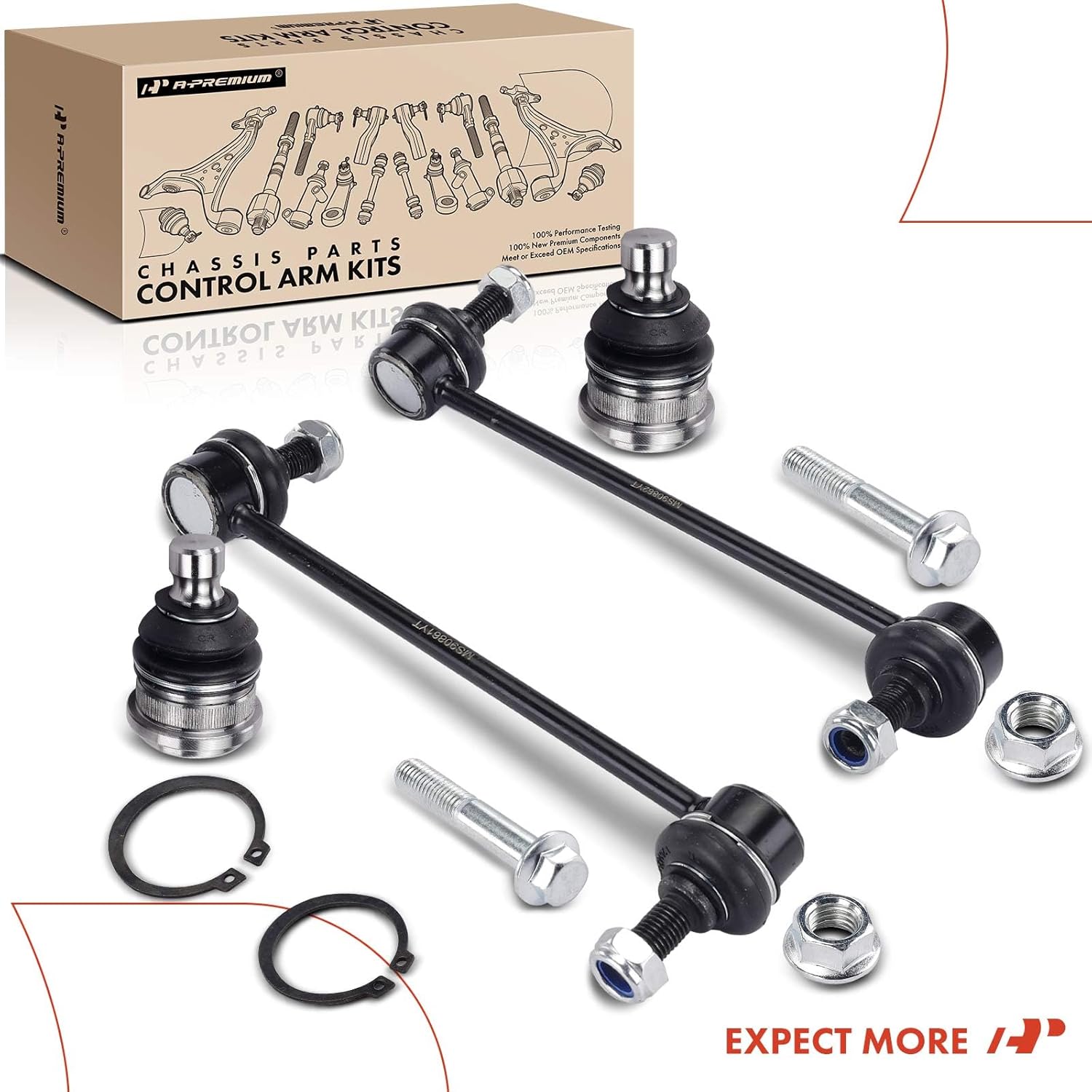 A-Premium Set of 4, Front Sway Bar Links, Lower Ball Joints, Compatible with Kia Soul 2010 2011 2012 2013