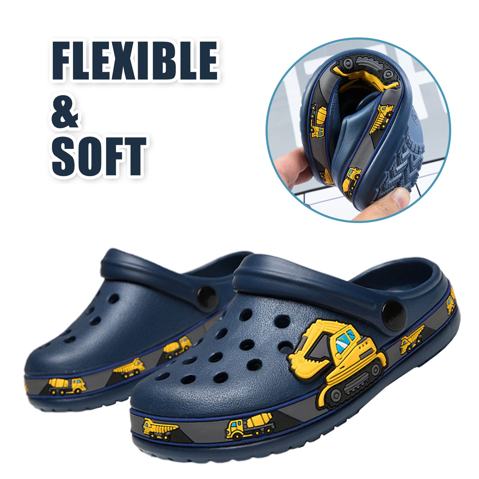 EDOTON Kinder Clogs und Pantoletten Weiche und Bequeme Gartensandalen Für Kinder Leicht rutschfest mit Niedlichen Muster Baby Hausschuhe （Unisex）