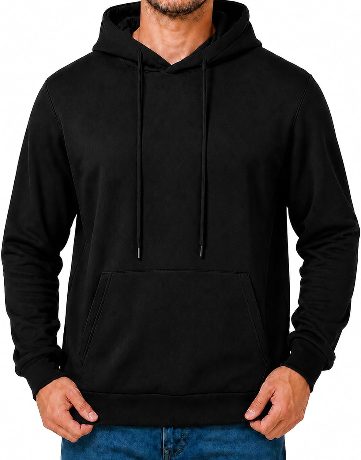 Men's Fleece Hoodie Pullover Long Sleeve Hooded Sweatshirt Drawstring Casual Workout Top With Pockets